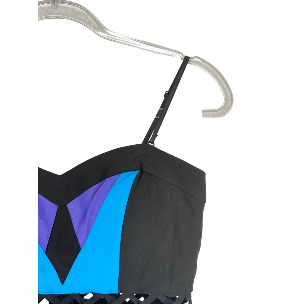 XOXO Y2K 90s Colorblock Mini Dress Sz 1/2 Multicolor Party Clubwear purple blue - Picture 4 of 7